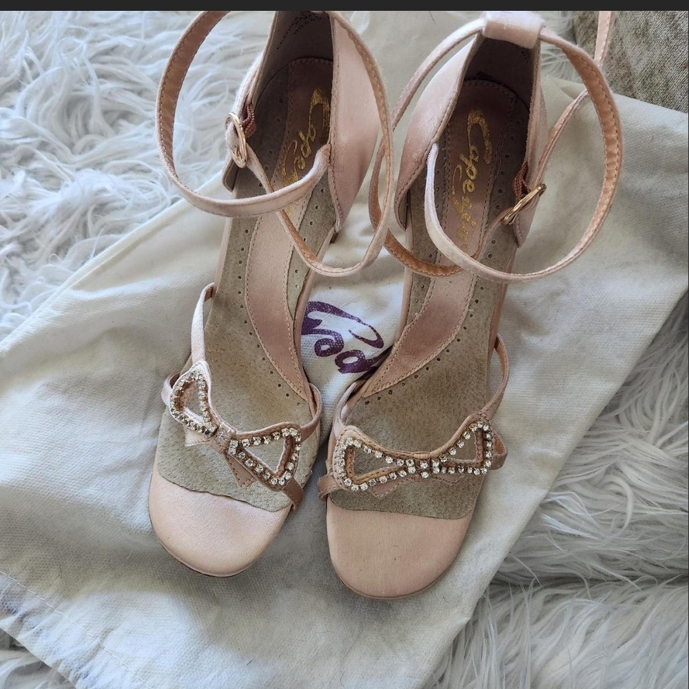 Capezio Nude Pink Heels with Sparkling Bow
